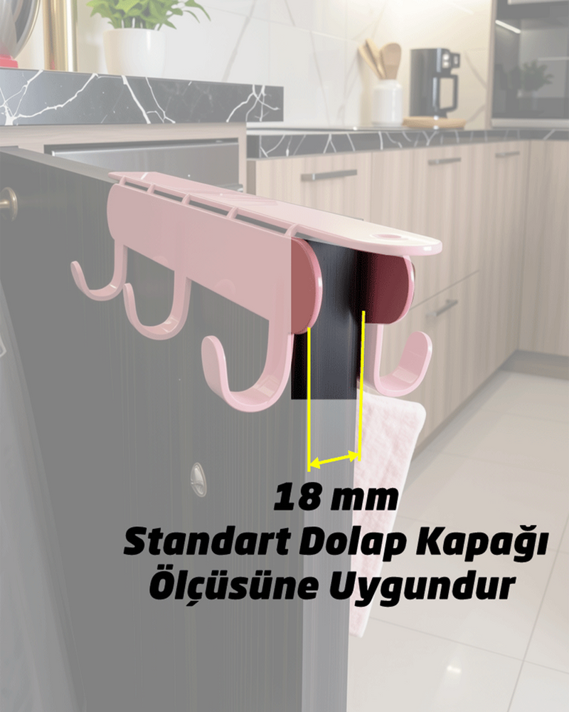 Dolap Kapağı İçin Metal Askılık | Çift Yönlü Tasarım | Mutfak Dolap Askısı 13x5 cm